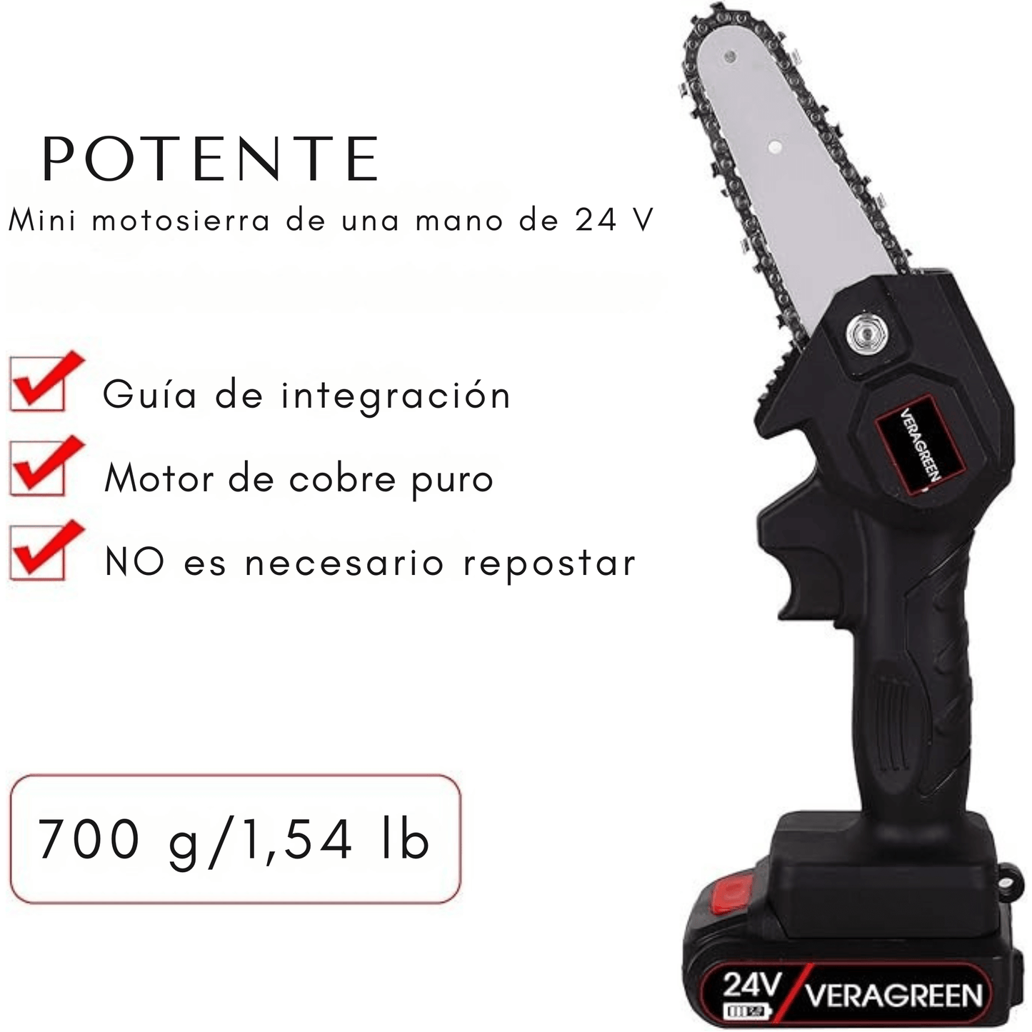 Mini Motosierra de Mano PowerSaw 24V® | Inalámbrica Recargable